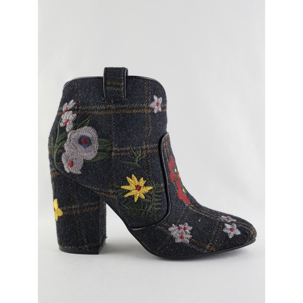 Indigo Rd Women's Juke Floral Embroidered Plaid Block Heel Booties Blue 6.5 - Picture 16 of 16